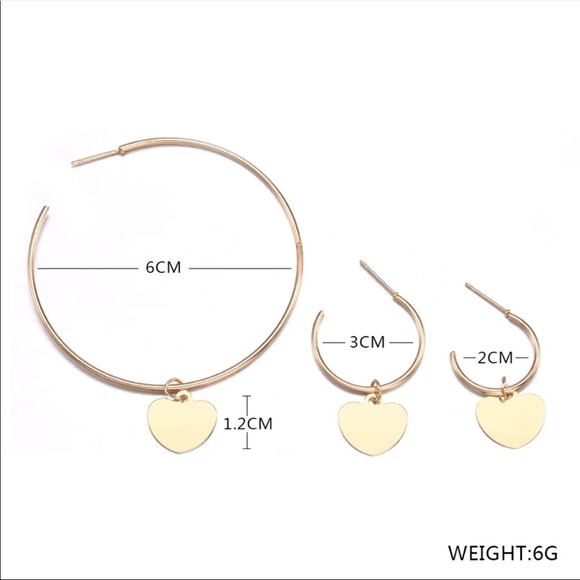 3Pcs/Set Women Girl Love Heart Hoop Earrings - Picture 4 of 4